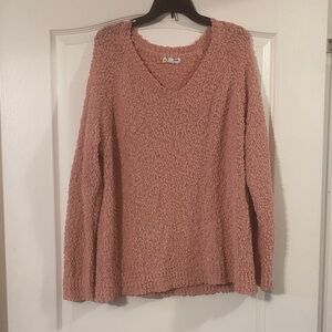 5 for $25!!! MACARON Textured Pink V-Neck Sweater